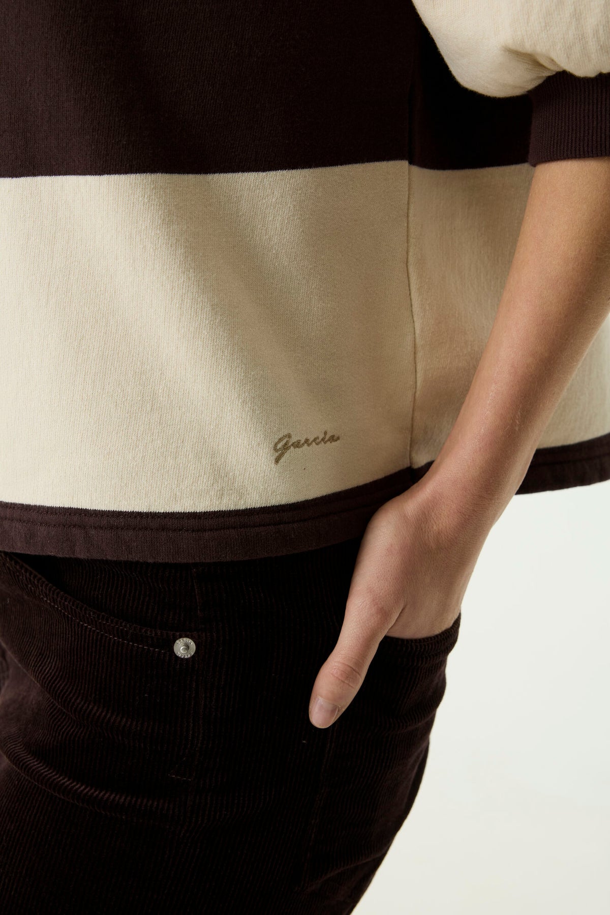 Garcia Hazel Bloom/Cream Striped Fleece Lined Oversized Sweatshirt, T260261