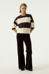 Garcia Hazel Bloom/Cream Striped Fleece Lined Oversized Sweatshirt, T260261