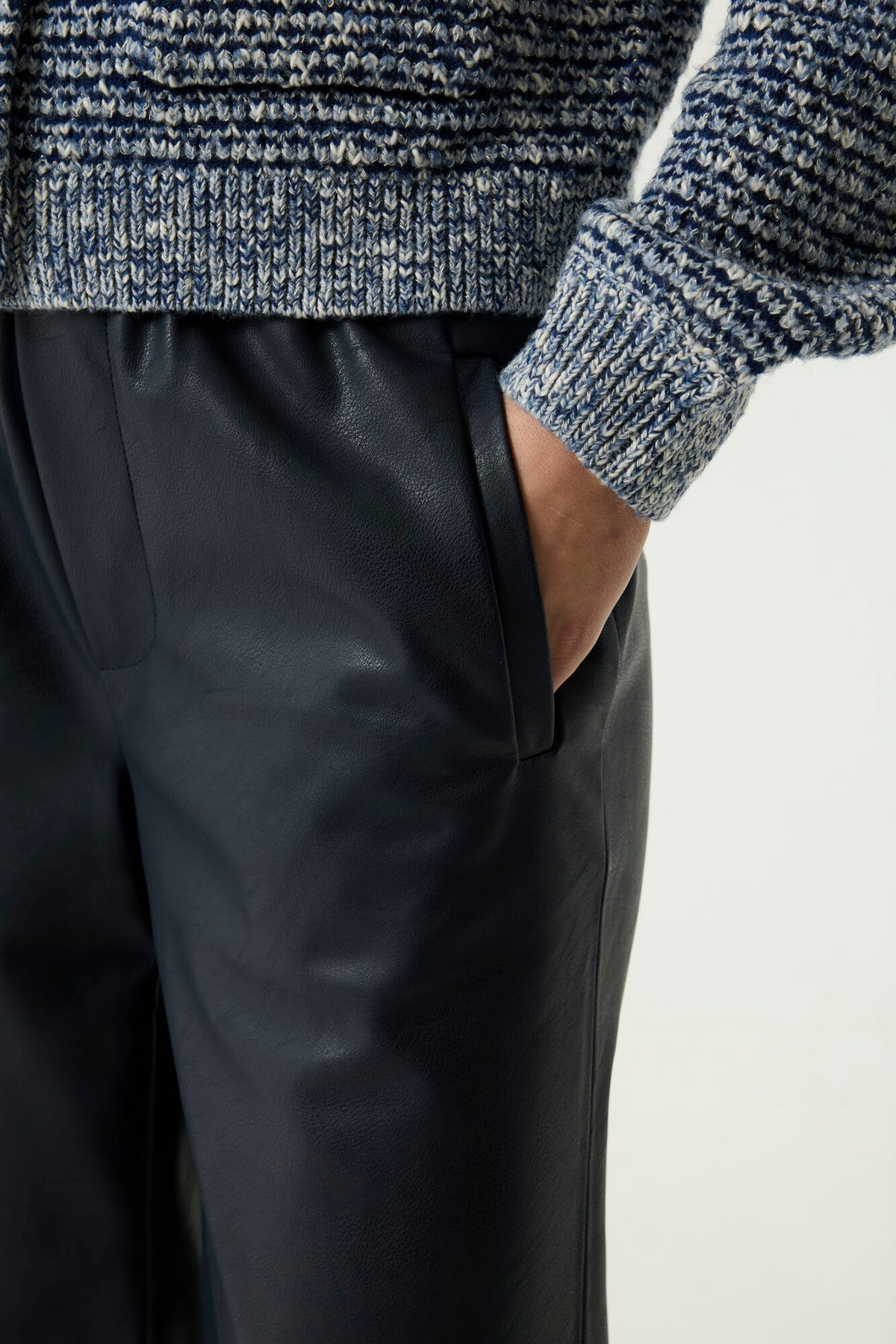 Garcia Sapphire Mist Highwaisted Faux Leather Wide Leg Trousers, U260111