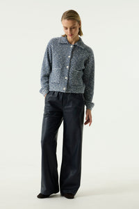 Garcia Sapphire Mist Highwaisted Faux Leather Wide Leg Trousers, U260111