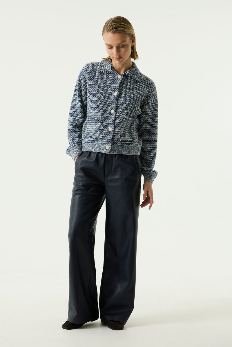 Garcia Sapphire Mist Highwaisted Faux Leather Wide Leg Trousers, U260111