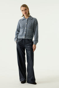 Garcia Sapphire Mist Highwaisted Faux Leather Wide Leg Trousers, U260111