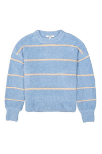 Garcia Faded Denim Chenille Striped Relaxed Fit Knit, U40244