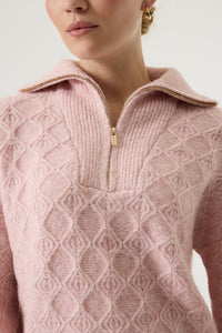 Garcia Dusky Pink Supersoft Cosy Half Zip Knit, V260242