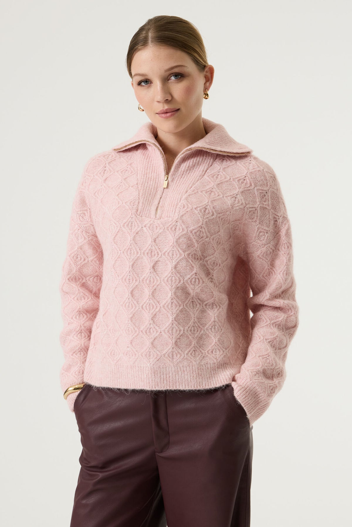 Garcia Dusky Pink Supersoft Cosy Half Zip Knit, V260242