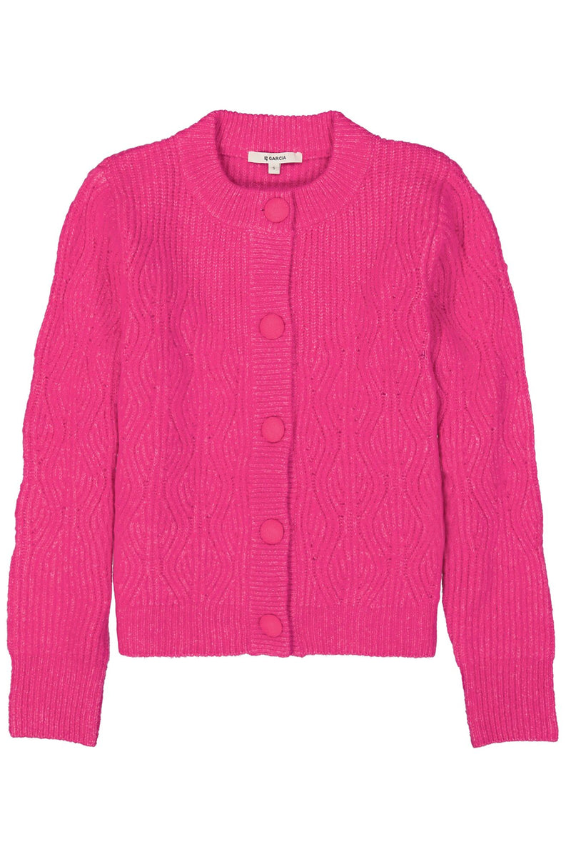 Garcia Bright Rose Pink Knitted Supersoft Cardigan, V40252