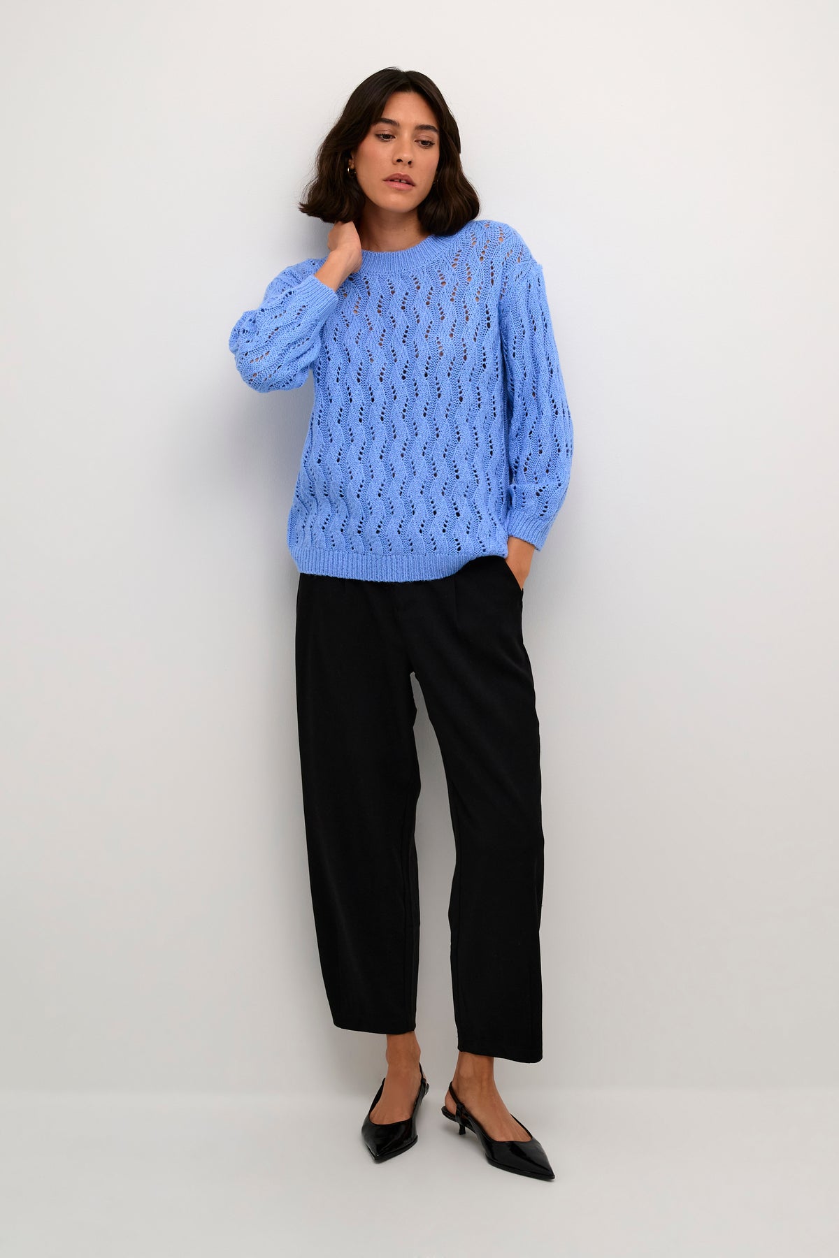 Kaffe Kalena Vista Blue Supersoft Knit Pullover