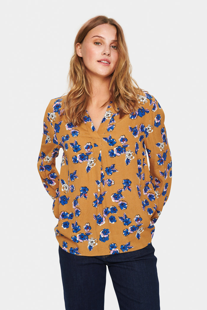 Saint Tropez Agnes Dijon Painterly Floral Long Sleeve Blouse, 30510728