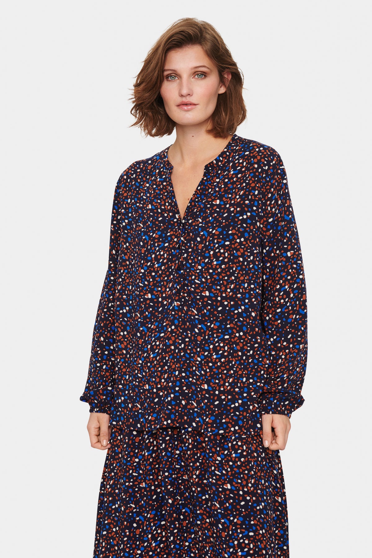 Saint Tropez Eda Night Sky Multi Dots Print Blouse, 30511901