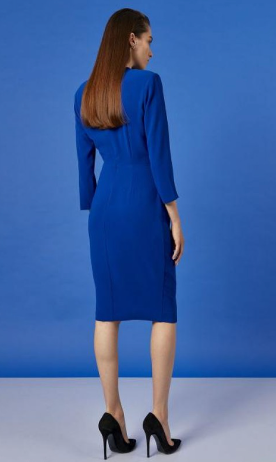 Access Fashion Cobalt Blue Ruched Midi Dress, W2-3010